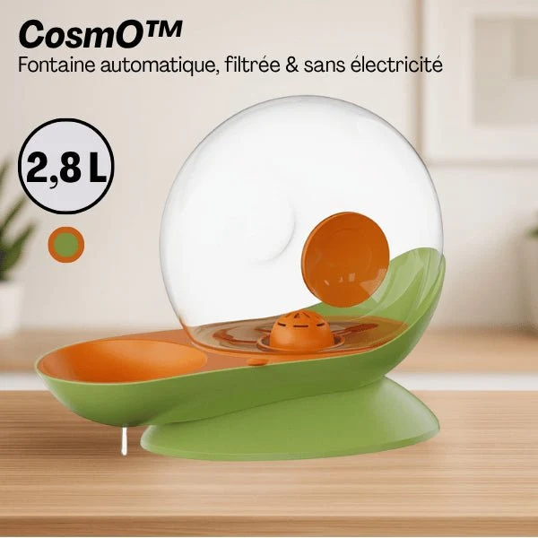 Fontaine à eau chat sans électricité - CosmO™ : Design et filtrée