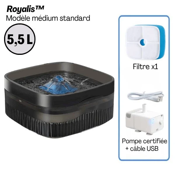 Fontaine a chat - grande capacité XL filtrée & silencieuse - Royalis™