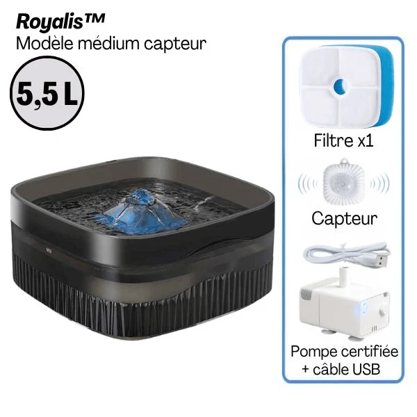 Fontaine a chat - grande capacité XL filtrée & silencieuse - Royalis™