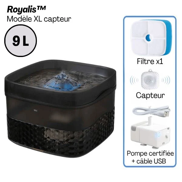 Fontaine a chat - grande capacité XL filtrée & silencieuse - Royalis™