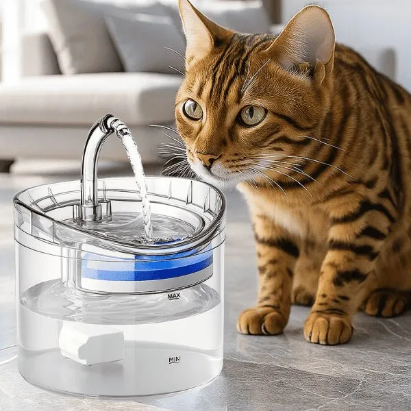 Fontaine à chat transparente à robinet – Crystalis™
