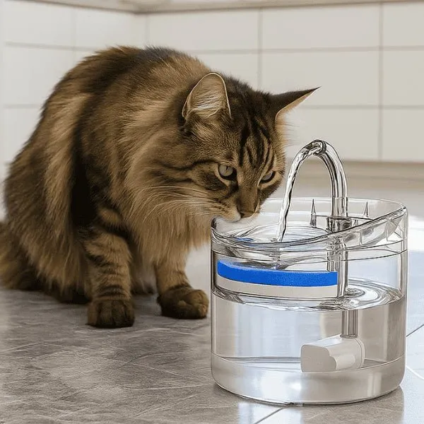 Fontaine à chat transparente à robinet – Crystalis™