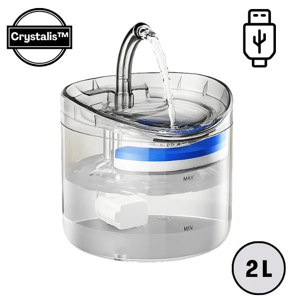 Fontaine à chat transparente à robinet – Crystalis™