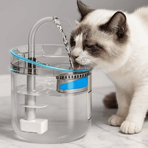Fontaine à chat transparente à robinet – Crystalis™