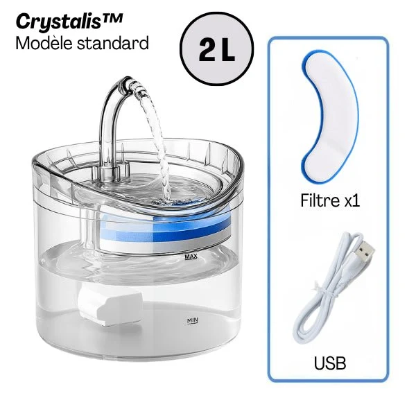 Fontaine à chat transparente à robinet – Crystalis™