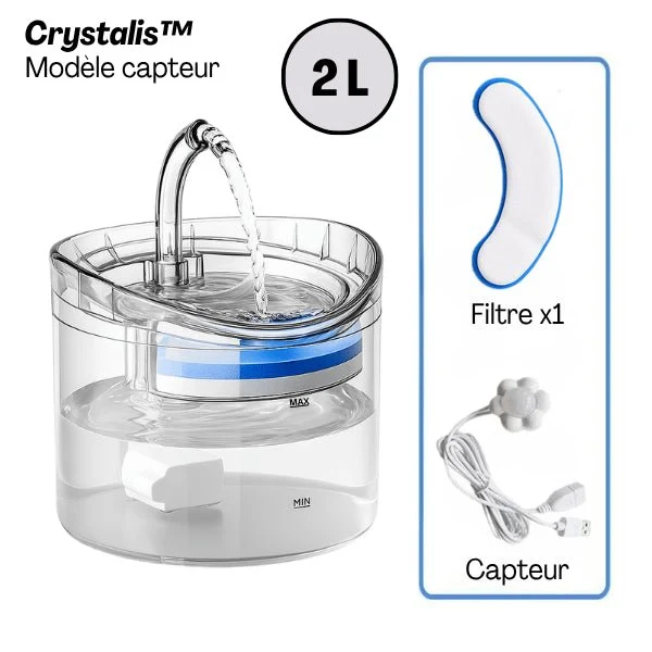 Fontaine à chat transparente à robinet – Crystalis™