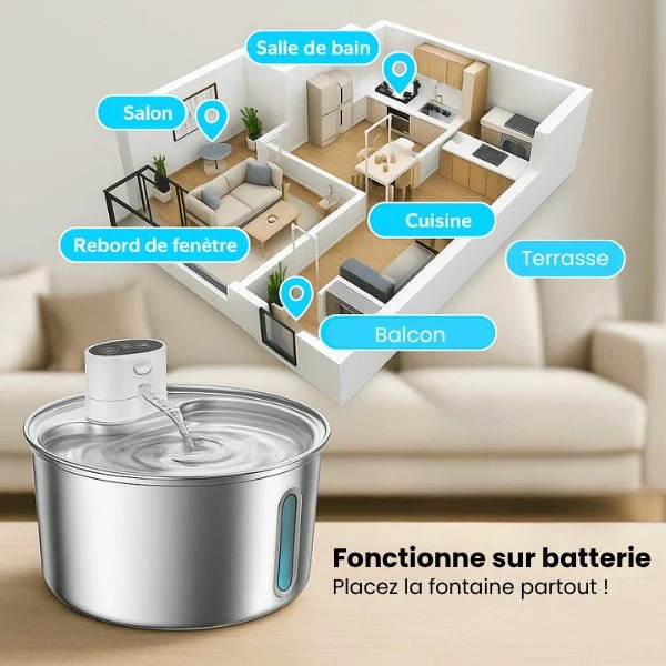 Fontaine pour chat - intelligente sans fil en inox – Catronic™