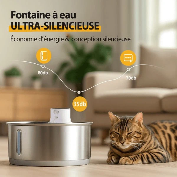Fontaine pour chat - intelligente sans fil en inox – Catronic™