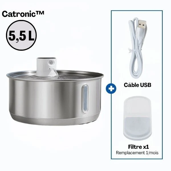 Fontaine pour chat - intelligente sans fil en inox – Catronic™