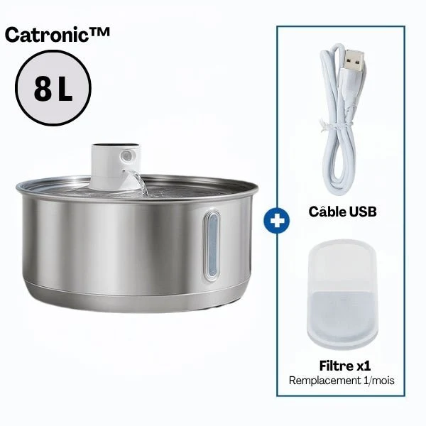 Fontaine pour chat - intelligente sans fil en inox – Catronic™