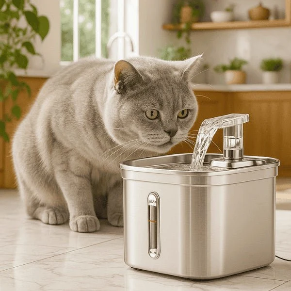 Fontaine chat en inox automatique – Vortex™