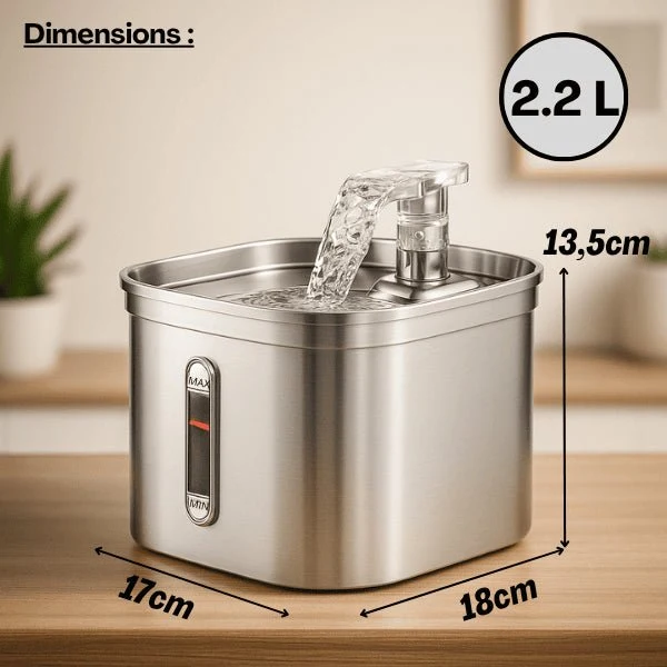 Fontaine chat en inox automatique – Vortex™