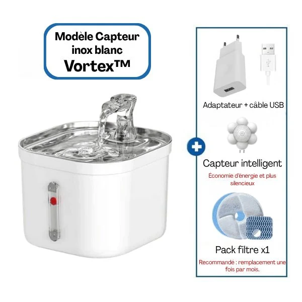 Fontaine chat en inox automatique – Vortex™
