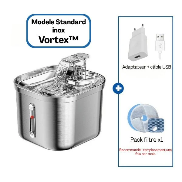 Fontaine chat en inox automatique – Vortex™