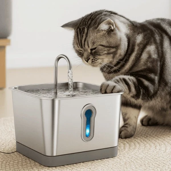 Fontaine à eau chat connectée sans fil en inox - Oconnect™