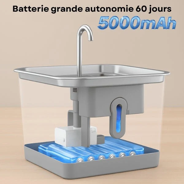 Fontaine à eau chat connectée sans fil en inox - Oconnect™