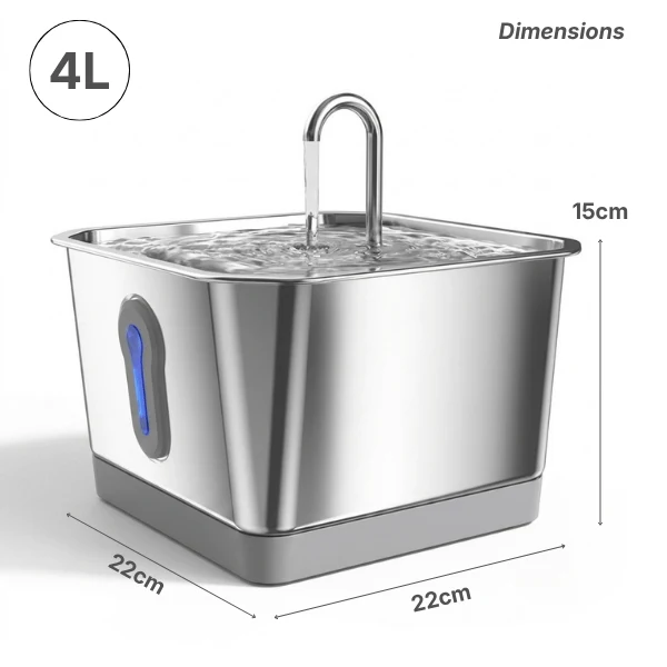 Fontaine à eau chat connectée sans fil en inox - Oconnect™