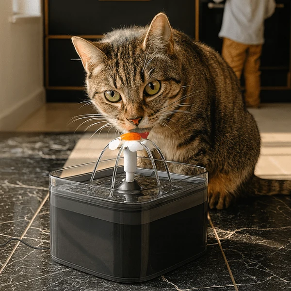 Fontaine à eau pour chat - cascade silencieuse à LED - PearlFlow™