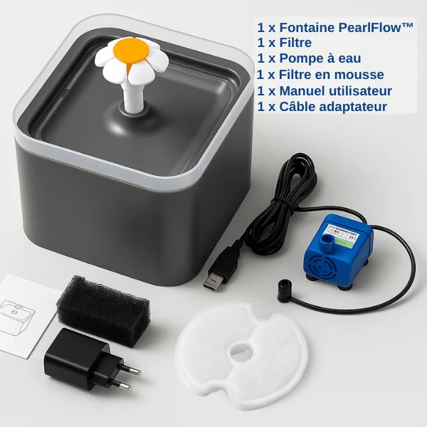 Fontaine à eau pour chat - cascade silencieuse à LED - PearlFlow™