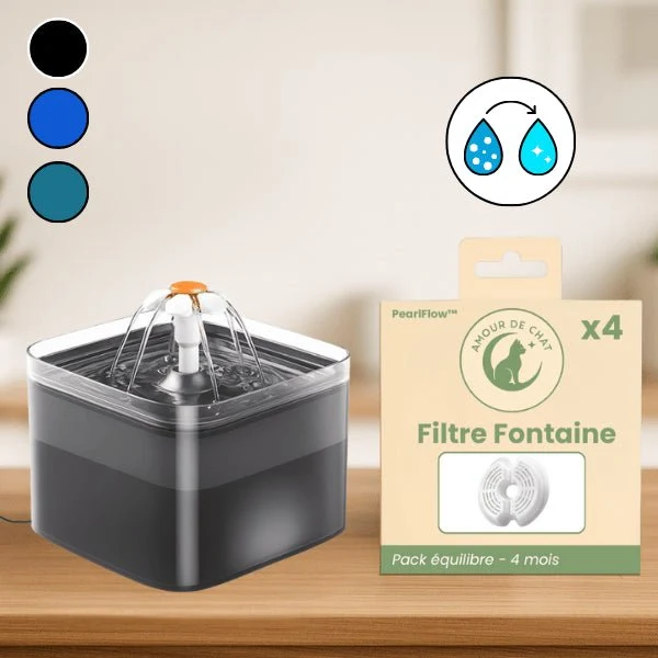 Fontaine à eau pour chat - cascade silencieuse à LED - PearlFlow™