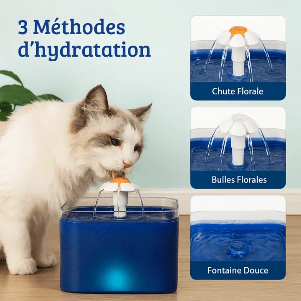 Fontaine à eau pour chat - cascade silencieuse à LED - PearlFlow™