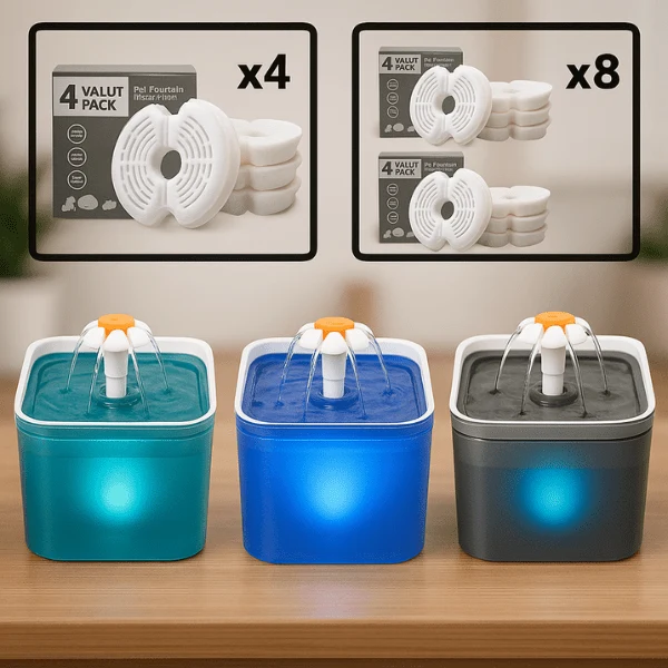 Fontaine à eau pour chat - cascade silencieuse à LED - PearlFlow™