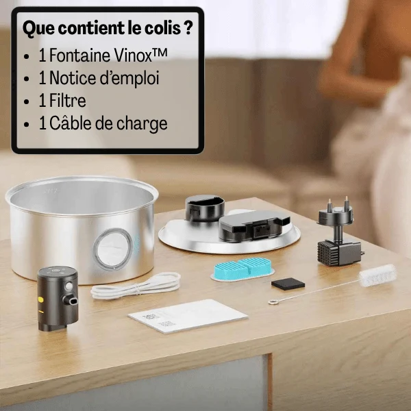 Fontaine à eau pour chat inox - sans fil et capteur : Vinox™