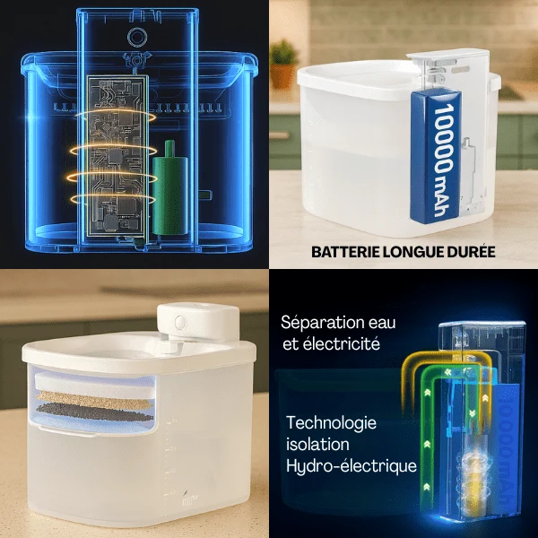 Fontaine à eau chat sans fil à capteur – DetectFlow™