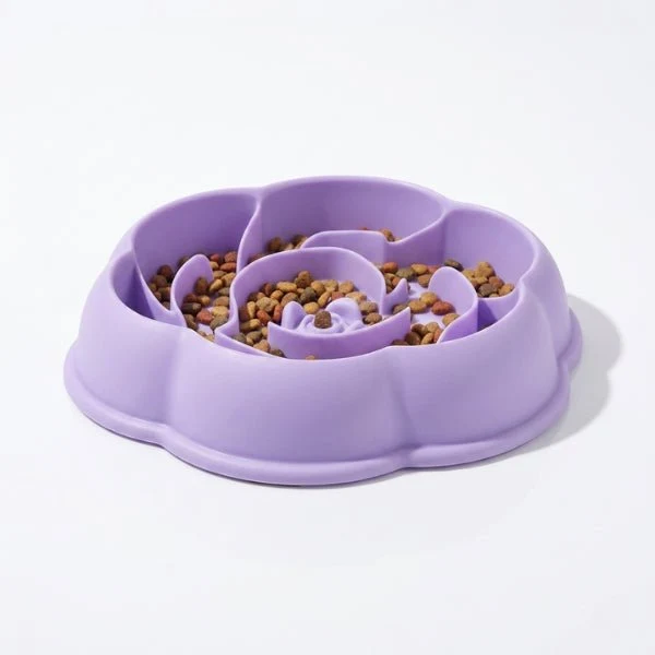 Gamelle anti glouton chaton - Relief pétales de rose - MealStop™