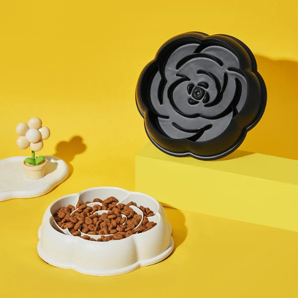 Gamelle anti glouton chaton - Relief pétales de rose - MealStop™