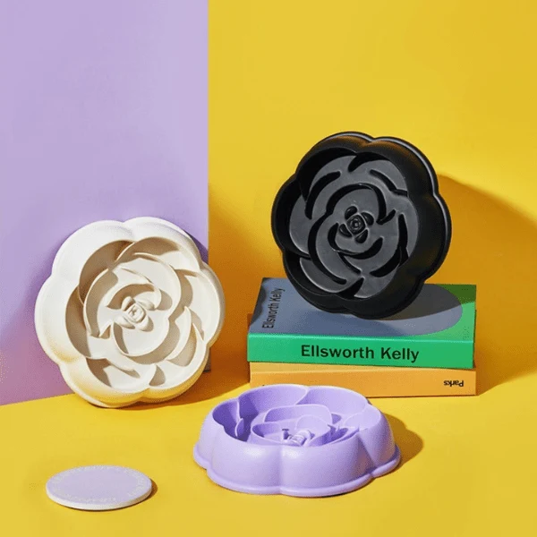 Gamelle anti glouton chaton - Relief pétales de rose - MealStop™