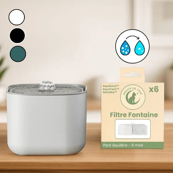Fontaine a eau chat - ultra silencieuse filtrée compacte - AquaLove™