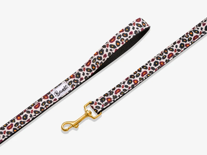 Laisse 4 positions chien motif léopard