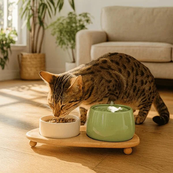 Fontaine à eau chat en céramique durable - NaturaFresh™