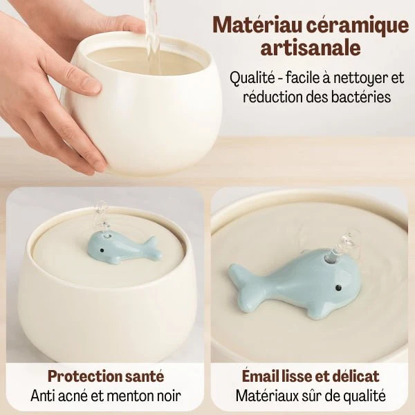 Fontaine à eau chat en céramique durable - NaturaFresh™