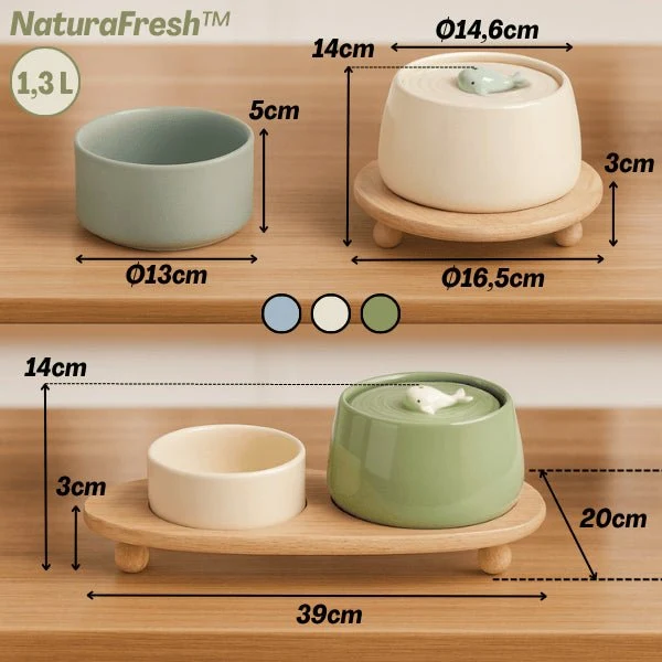 Fontaine à eau chat en céramique durable - NaturaFresh™