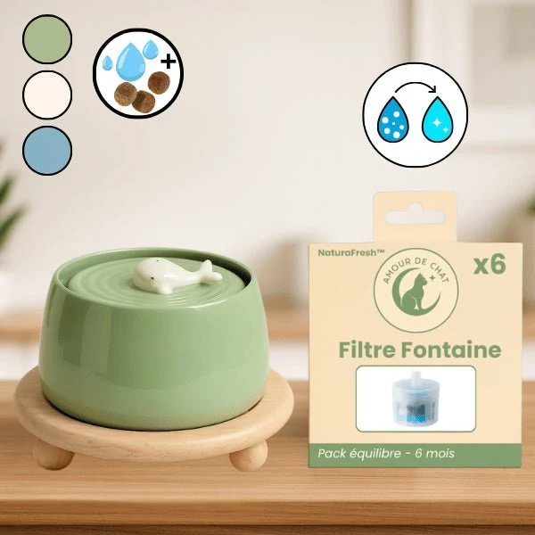 Fontaine à eau chat en céramique durable - NaturaFresh™