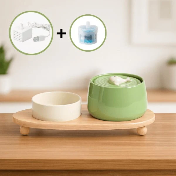 Fontaine à eau chat en céramique durable - NaturaFresh™