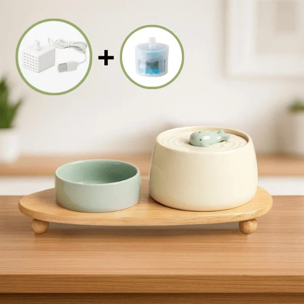 Fontaine à eau chat en céramique durable - NaturaFresh™