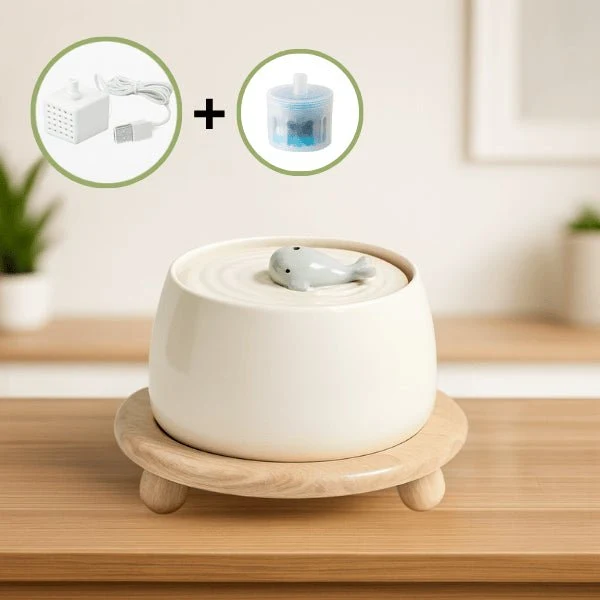Fontaine à eau chat en céramique durable - NaturaFresh™
