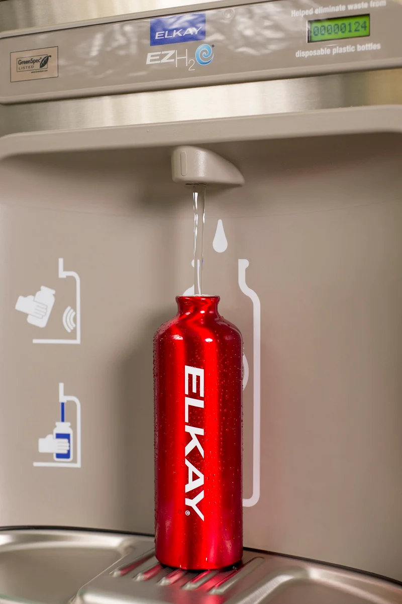 Fontaine à eau sans contact Elkay LZO8WSS2KN avec remplissage ultra-rapide des bouteilles – Acier inoxydable – Idéale pour les écoles et les salles de sport | Jusqu'à 5,7 litres par minute – Max. 30 L/h