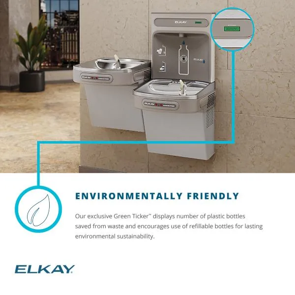 Fontaine à eau sans contact Elkay LZO8WSS2KN avec remplissage ultra-rapide des bouteilles – Acier inoxydable – Idéale pour les écoles et les salles de sport | Jusqu'à 5,7 litres par minute – Max. 30 L/h