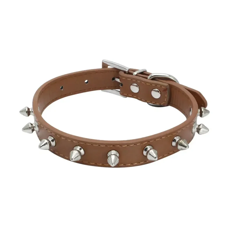 Collier chien cuir camel