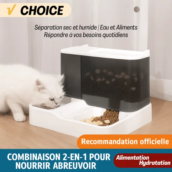 Distributeur croquettes pour chat - eau séparée - PurrCroq™