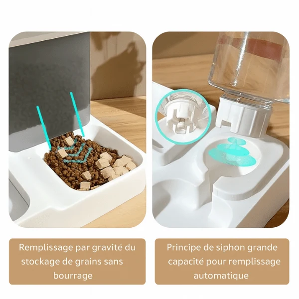 Distributeur croquettes pour chat - eau séparée - PurrCroq™