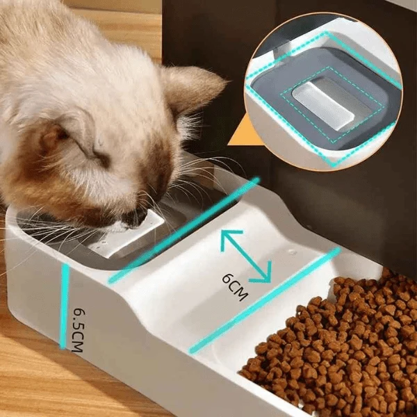 Distributeur croquettes pour chat - eau séparée - PurrCroq™