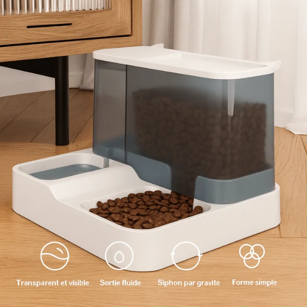 Distributeur croquettes pour chat - eau séparée - PurrCroq™