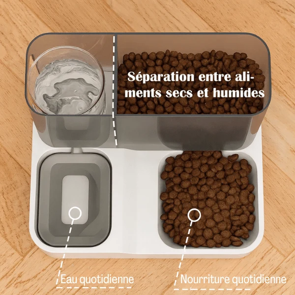 Distributeur croquettes pour chat - eau séparée - PurrCroq™