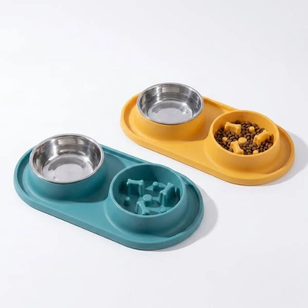 Gamelle anti-glouton chat - Double tapis anti salissures - Oxford Duo™