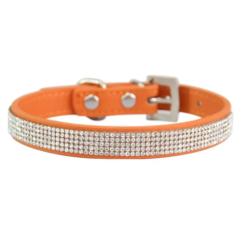 Collier chien cuir orange